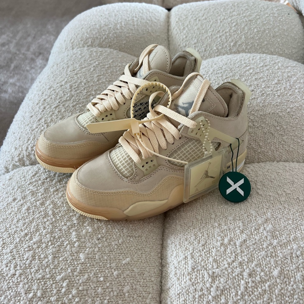Off-White Tan and Cream Sneakers